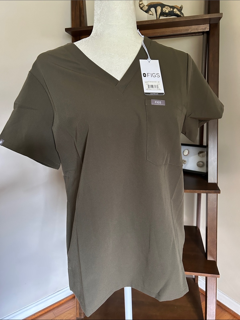 Figs Olive Green Catarina Women's V-Neck Scrub Top